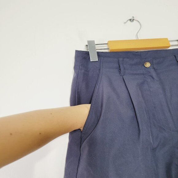 Orly Navy Blue Pleated Uniform Shorts Mid Length Womens Casual Retro Style 10 - Picture 6 of 11